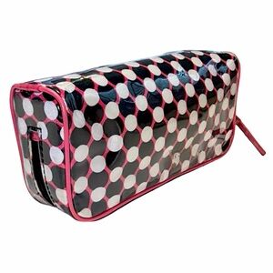 Kate Spade New York Polka Dot Coated Canvas Cosmetic Bag Pink Trim Travel Pouch